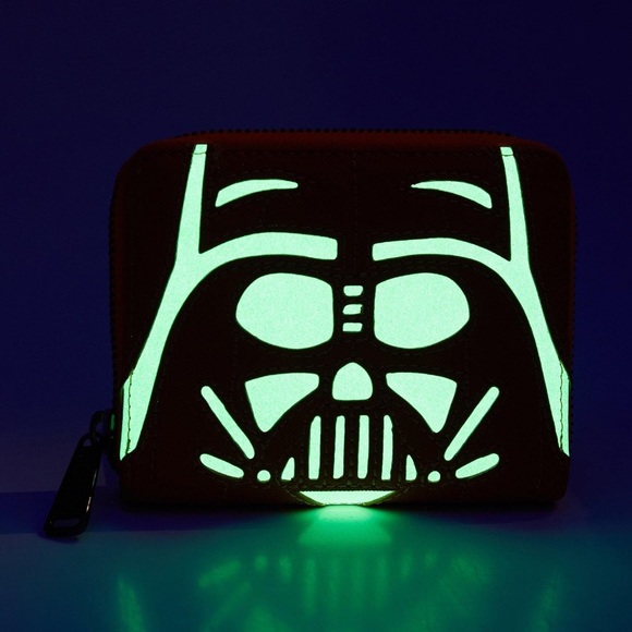 Loungefly Star Wars Darth Vader Glow-in-the-Dark Jack-o-Lantern Small Zip Wallet - Picture 2 of 4
